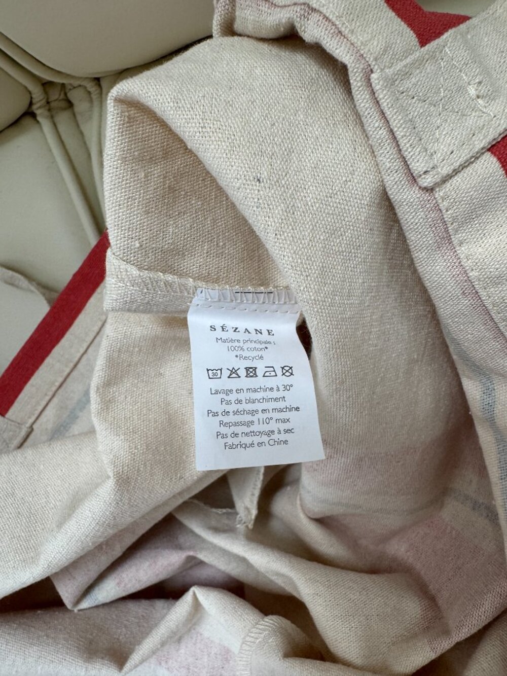 NWT Sezane limited edition Italy l'Avventura cotton canvas tote red stripe heart - Picture 6 of 8